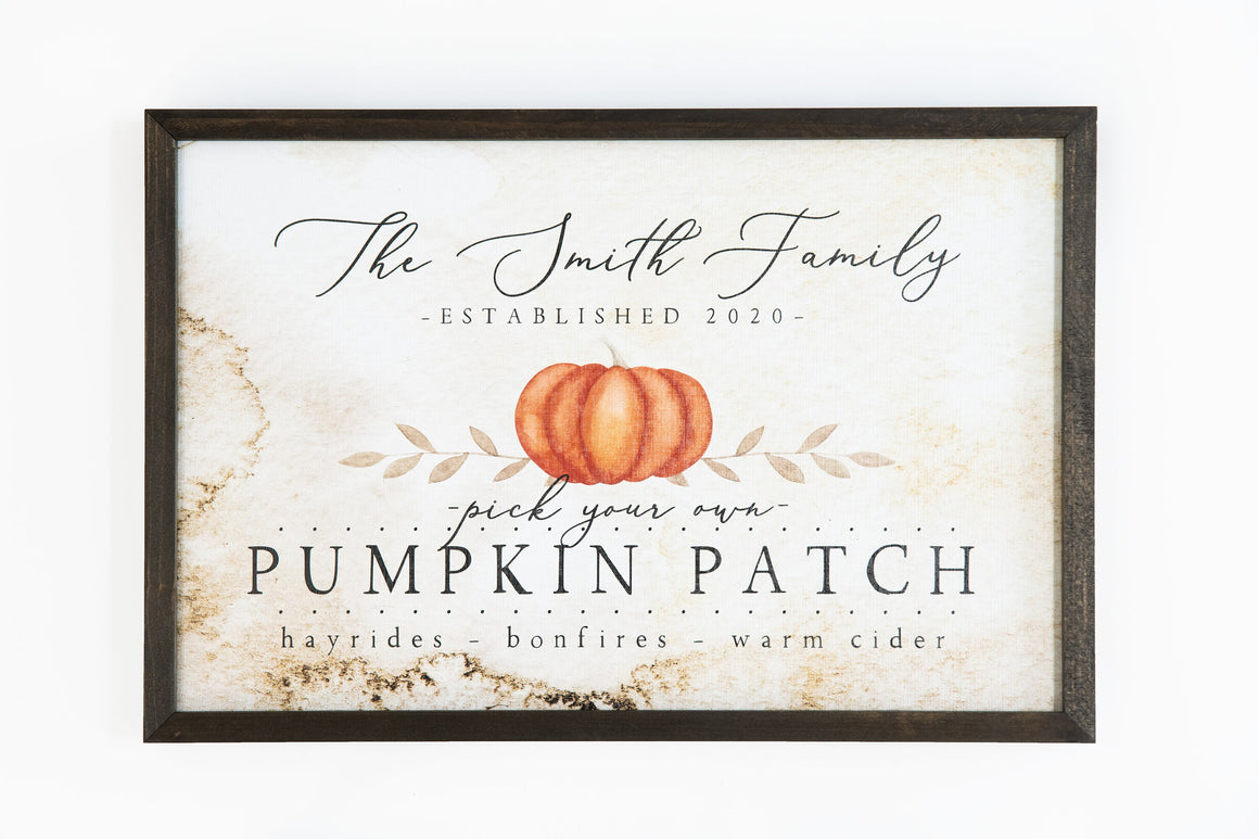 Pumpkin Patch Sign | Personalized Fall Family Farm Pumpkin Sign