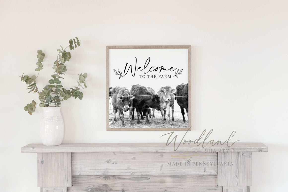 Welcome To the Farm Sign, Cow Wall Art, Cow Decor, Farm Wall Art, Cattle Ranch Decor, Gift for Farmer, Farmer Wall Art, Dairy Farm Decor