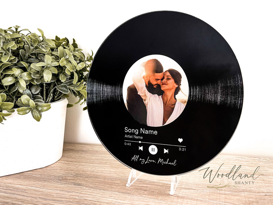 Acrylic Record Photo Song Sign Plaque, Custom Anniversary Gift, Gift for Spouse, Boyfriend Gift, Girlfriend Gift, Valentines Gift