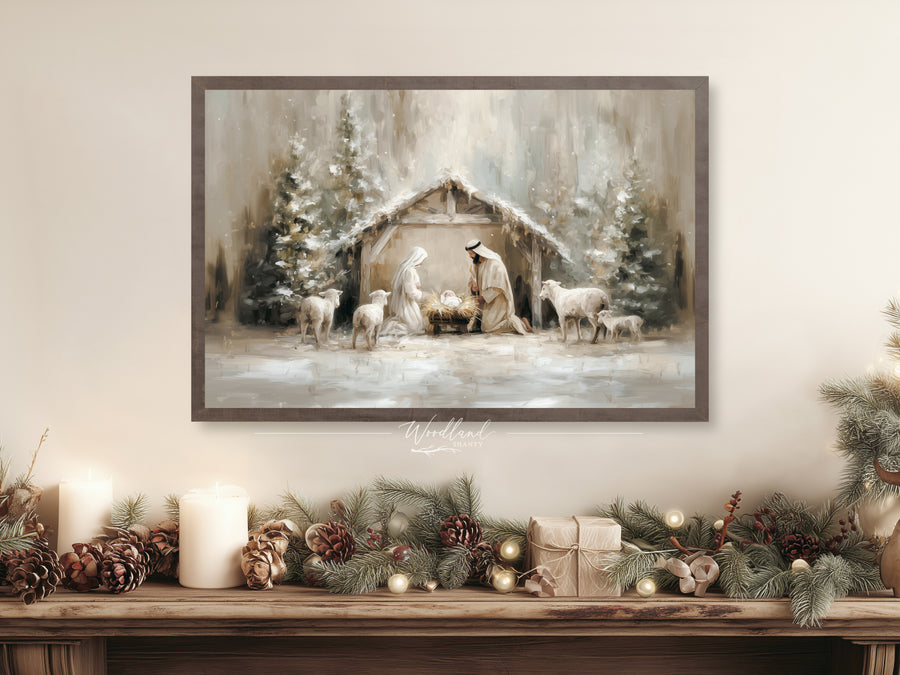 Framed Nativity Scene Sign