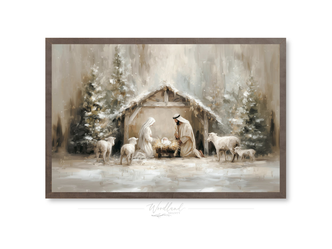 Framed Nativity Scene Sign