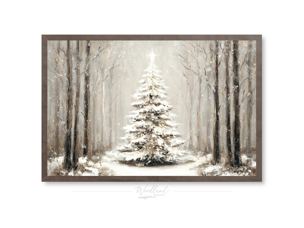 Framed Snowy Christmas Tree Sign