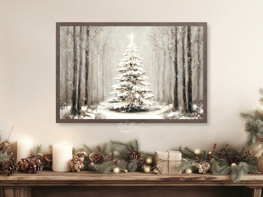 Framed Snowy Christmas Tree Sign