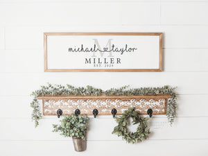 Personalized Last Name Monogram Sign | Modern Farmhouse Wedding Established Date Gift | Personalized Bridal Shower Gift