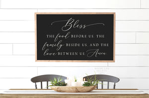 Bless the Food before us the Family beside us and the Love between us Amen Sign | Farmhouse Dining Room Sign | Farmhouse Kitchen Sign