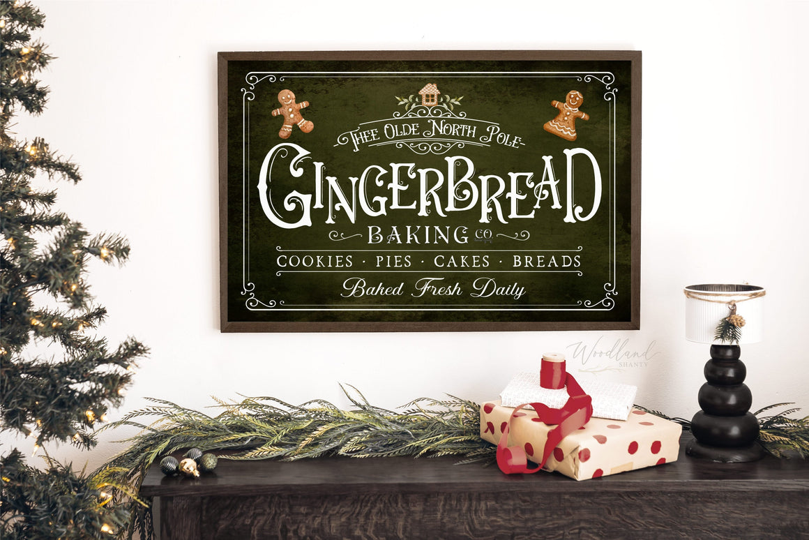 Gingerbread Baking Company Sign, Gingerbread Bakery Sign, North Pole Bakery, Christmas Kitchen Decor, Christmas Sign, Farmhouse Christmas