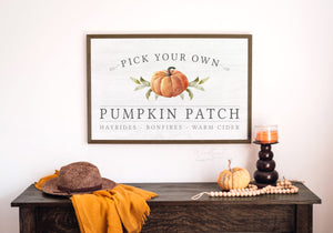 Pumpkin Patch Sign, Farmhouse Fall Sign, Farmhouse Pumpkins Sign, Pick Your Own Pumpkin Patch Sign, Fall Wall Decor, Fall Home Decor