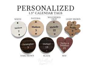 Personalized Birthday Calendar Tags, 1.5" Custom Birthday Board Tags, Personalized Family Birthday Board Tags, Anniversary and Pet Tags