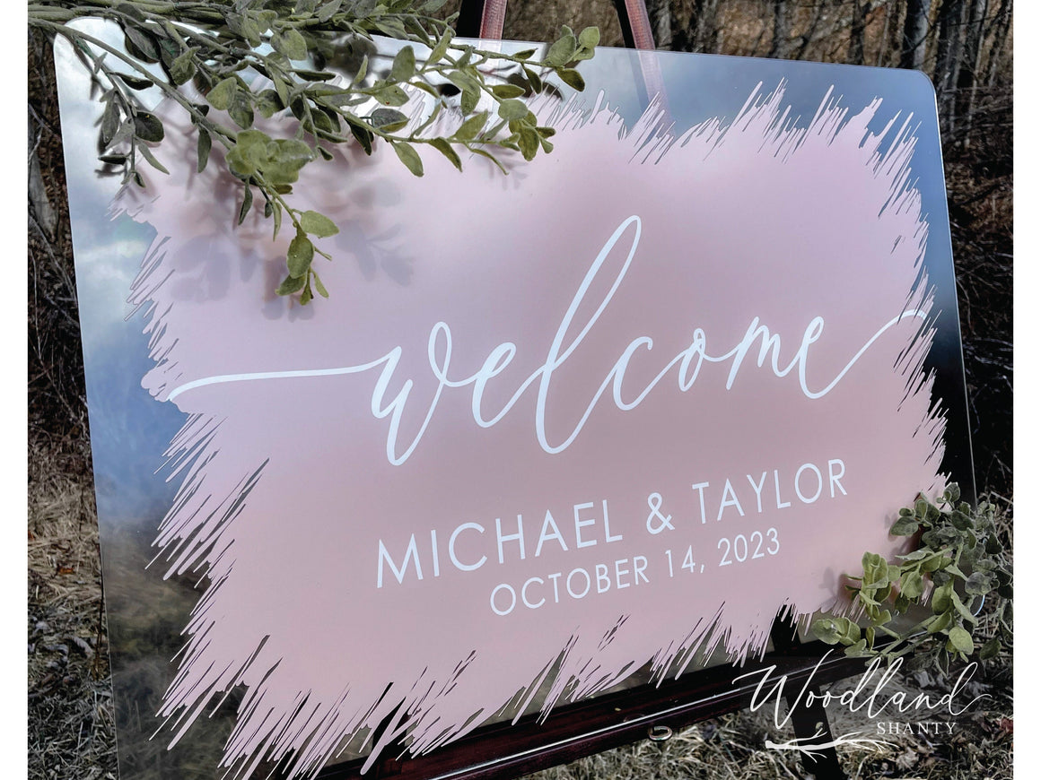 Welcome Wedding Sign, Personalized Welcome to our Wedding Sign, Brushed Acrylic Wedding Sign, Wedding Decor, Modern Wedding Welcome Sign
