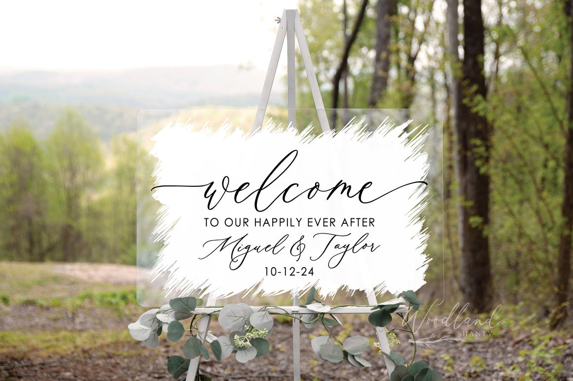 Welcome to our Happily Ever After Personalized Welcome Wedding Sign