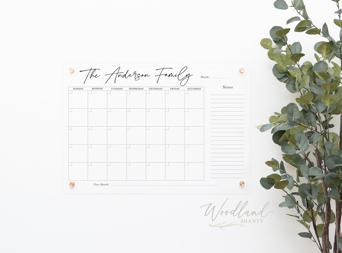 Personalized Dry Erase Calendar