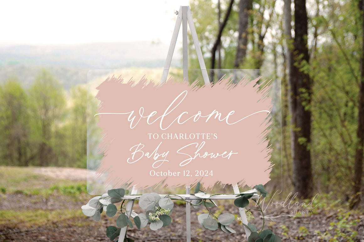 Welcome Personalized Baby Shower Sign on Acrylic