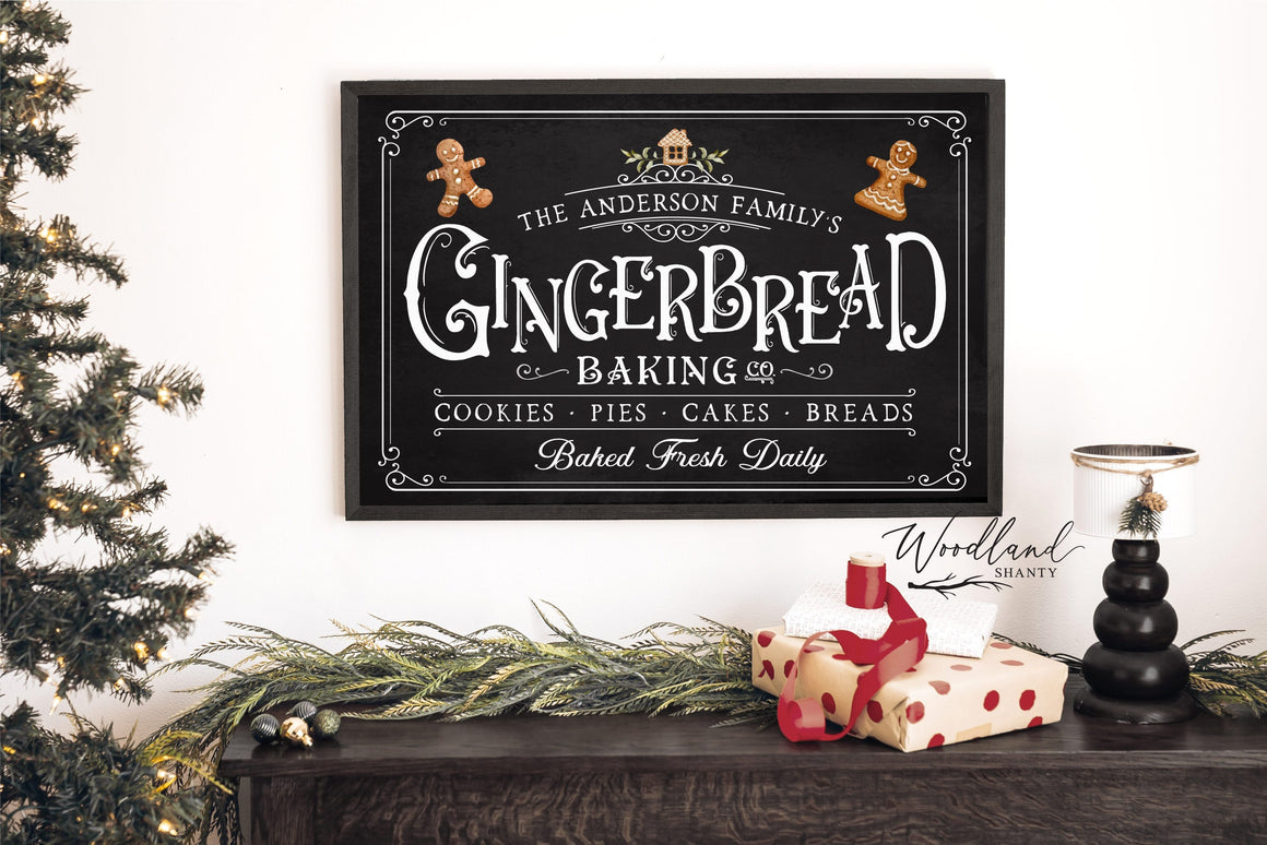 Personalized Gingerbread Baking Company Sign, Gingerbread Bakery Sign, North Pole Bakery, Christmas Kitchen Decor, Christmas Sign