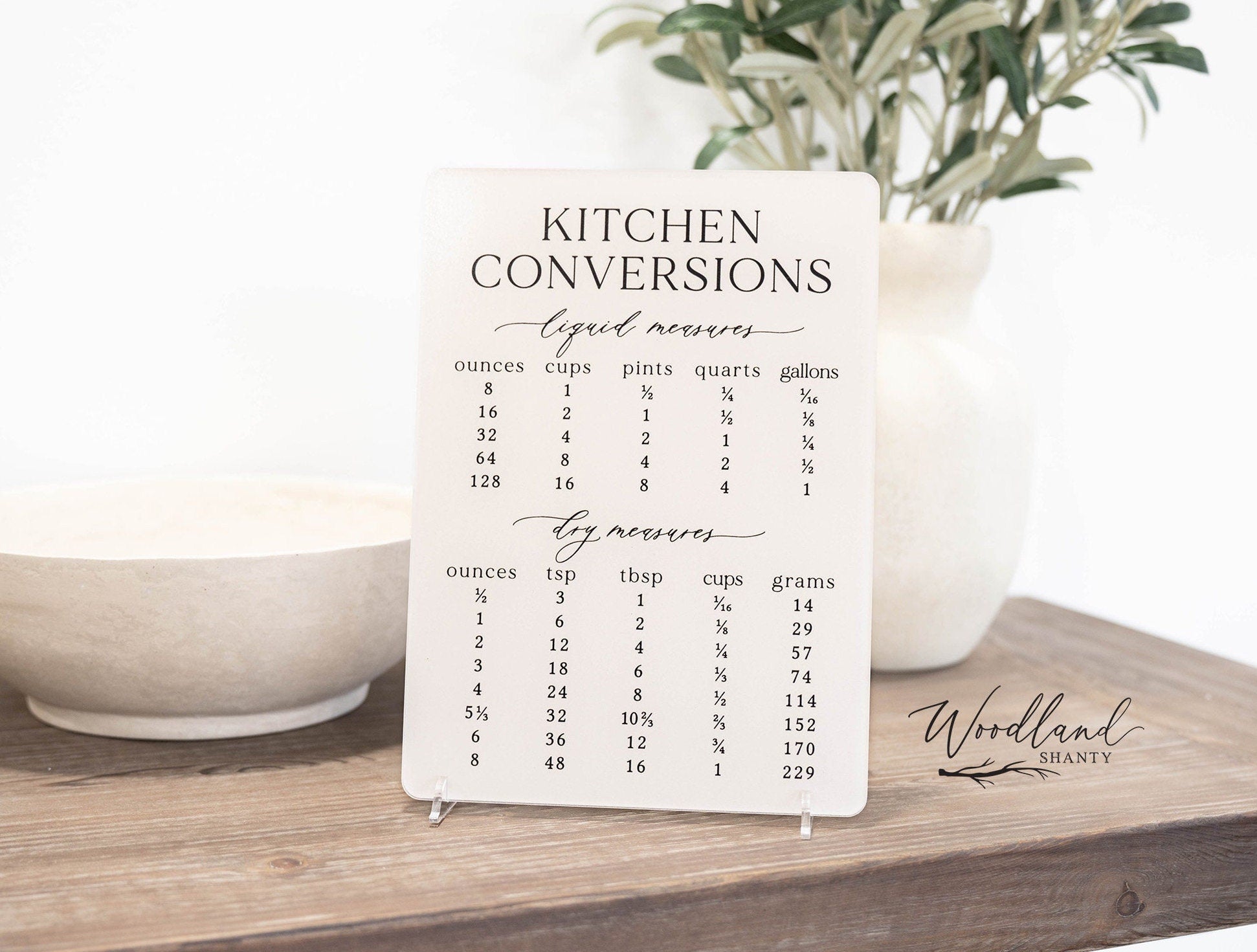 Kitchen Conversion Round Kitchen Conversions, Cooking Baking Measurements Sign, Baking ...