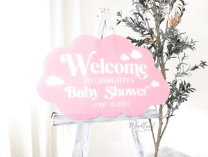 Welcome Baby Shower Sign, Cloud Themed Cloud Shaped Sign, Personalized Baby Shower Sign