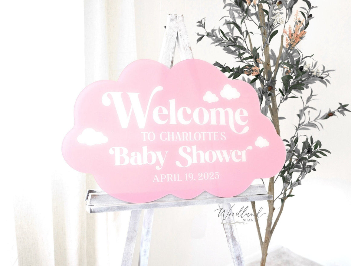 Welcome Baby Shower Sign, Cloud Themed Cloud Shaped Sign, Personalized Baby Shower Sign