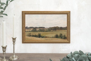 Vintage Landscape Oil Painting Prints, Gold Framed, Summer Land Farm Meadow, Vintage Landscape Scene Reproduction