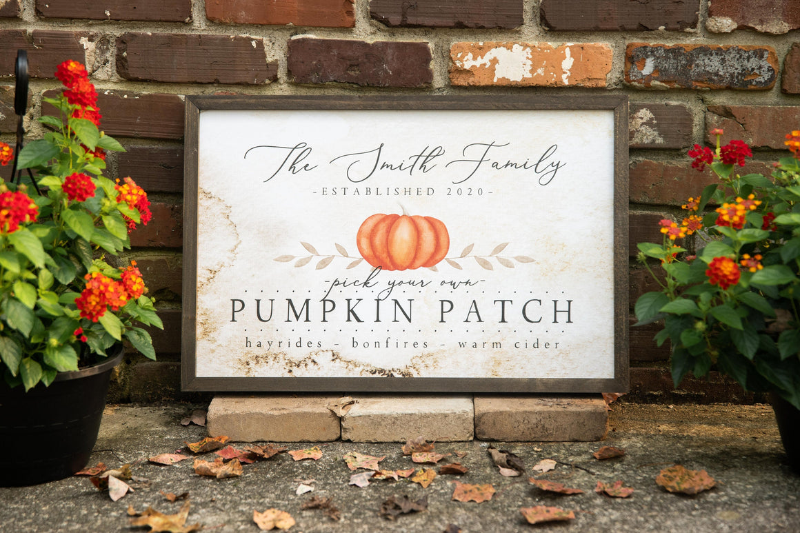 Pumpkin Patch Sign | Personalized Fall Family Farm Pumpkin Sign