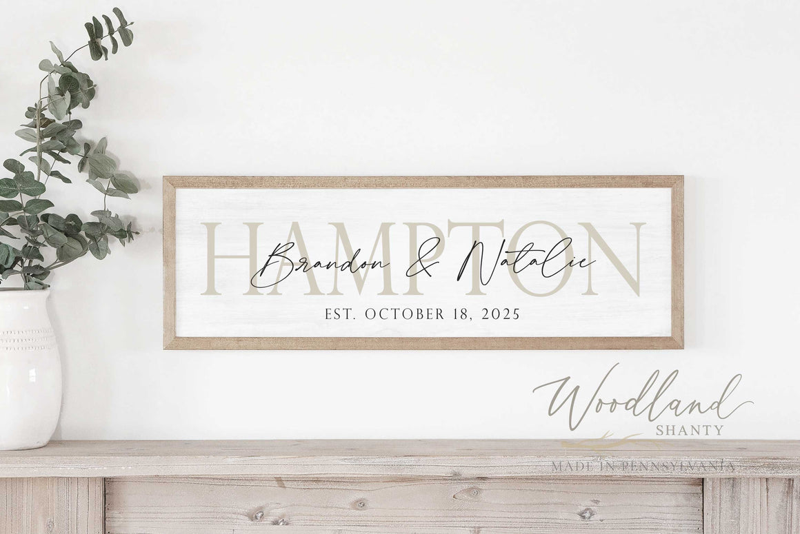 Personalized Last Name Sign with Names and Established Date, Wedding Gift, Wedding Prop Sign, Personalized Wedding Gift, Bridal Shower Gift