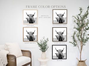 Highland Cow Framed Wall Art Sign, Nature Themed Farmhouse Wall Art