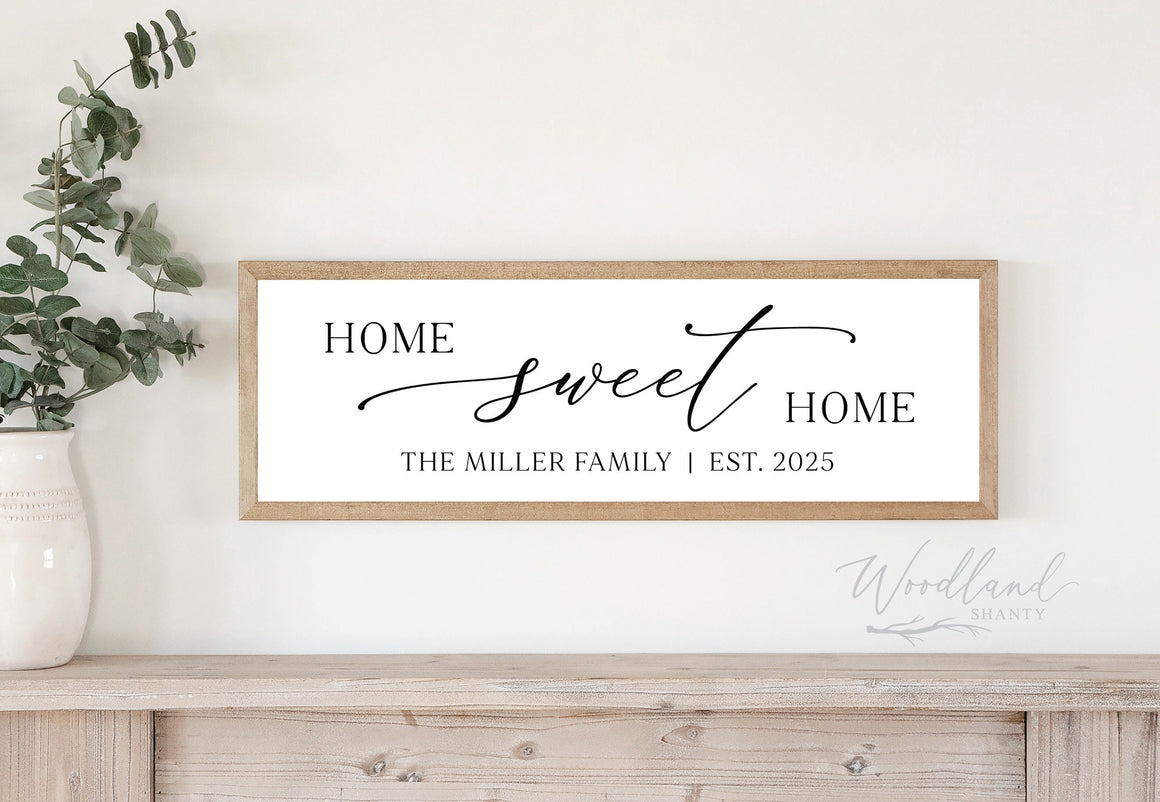 Personalized Home Sweet Home Sign, Family Last Name Housewarming Gift Sign, New Home Gift, Custom Personalized Established Year Framed Sign