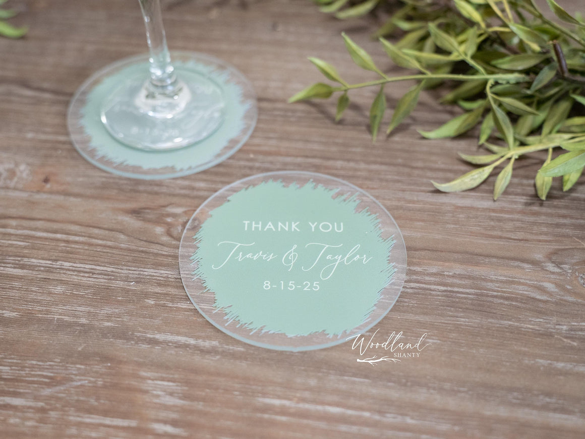 Acrylic Wedding Coaster Favors, Personalized Bulk Wedding Coaster Favor Gifts