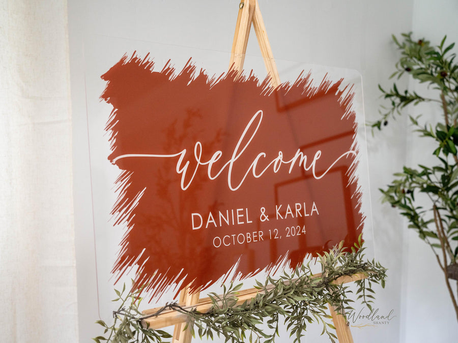 Welcome Wedding Sign, Personalized Welcome to our Wedding Sign, Brushed Acrylic Wedding Sign, Wedding Decor, Modern Wedding Welcome Sign