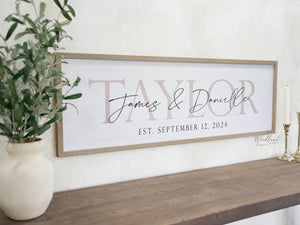 Personalized Last Name Sign with Names and Established Date, Wedding Gift, Wedding Prop Sign, Personalized Wedding Gift, Bridal Shower Gift