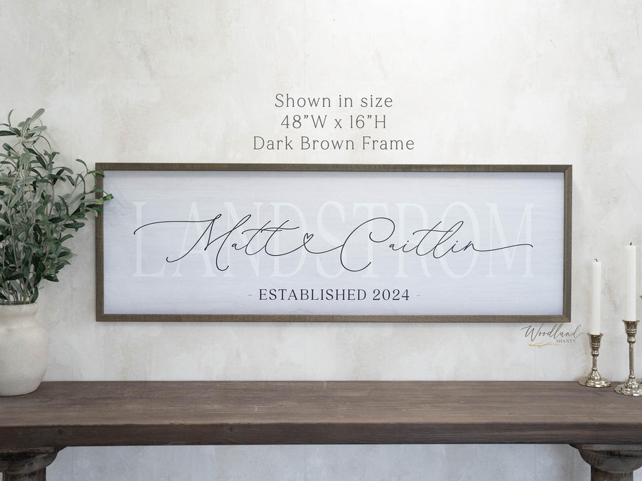 Personalized Couple Name Sign, Last Name Established Sign, Custom Wedding Gift, Bridal Shower Gift
