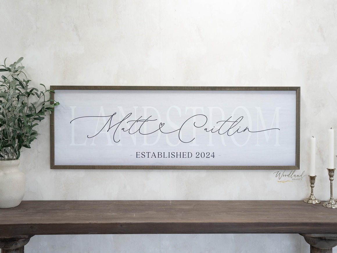 Personalized Couple Name Sign, Last Name Established Sign, Custom Wedding Gift, Bridal Shower Gift