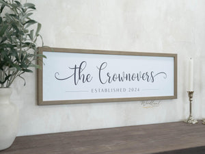 Last Name Sign, Personalized Modern Last Name Sign with Established Year, Wedding Gift, Farmhouse Entryway Decor, Entryway Sign, Foyer Sign