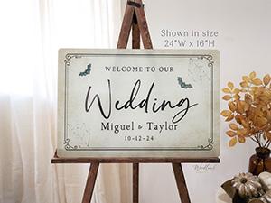 Welcome Halloween Themed Wedding Sign, Personalized Welcome to our Wedding Sign, Halloween Themed Gothic Spooky Wedding Themed Sign