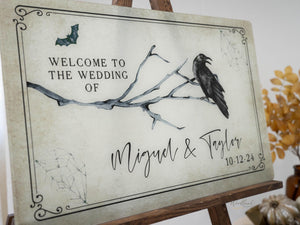 Spooky Welcome Halloween Themed Wedding Sign, Personalized Welcome to our Wedding Sign, Halloween Themed Gothic Spooky Wedding Themed Sign