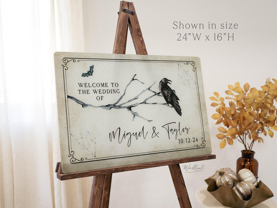 Spooky Welcome Halloween Themed Wedding Sign, Personalized Welcome to our Wedding Sign, Halloween Themed Gothic Spooky Wedding Themed Sign