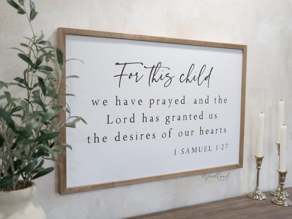 For this Child We Have Prayed Framed Sign, Nursery Decor, Baby Shower Gift Idea, New Baby Gift