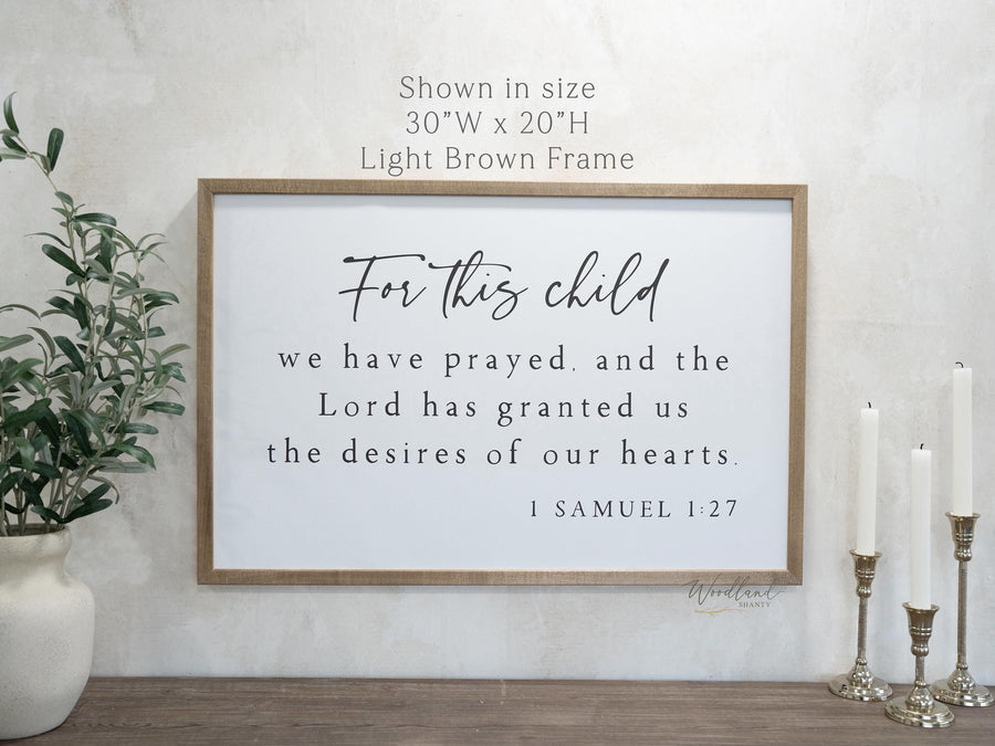 For this Child We Have Prayed Framed Sign, Nursery Decor, Baby Shower Gift Idea, New Baby Gift