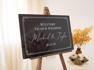 Classic Formal Personalized Welcome to our Wedding Sign, Speakeasy Black Prohibition Wedding Decor, Black and White Wedding Decor Signage