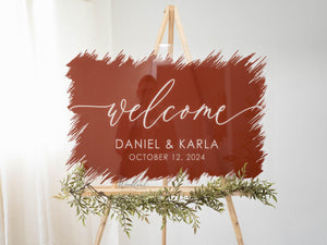 Welcome Wedding Sign, Personalized Welcome to our Wedding Sign, Brushed Acrylic Wedding Sign, Wedding Decor, Modern Wedding Welcome Sign