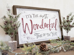 It's the Most Wonderful Time of the Year Christmas Framed Sign, Christmas Decor, Framed Rustic Christmas Wall Art Decoration