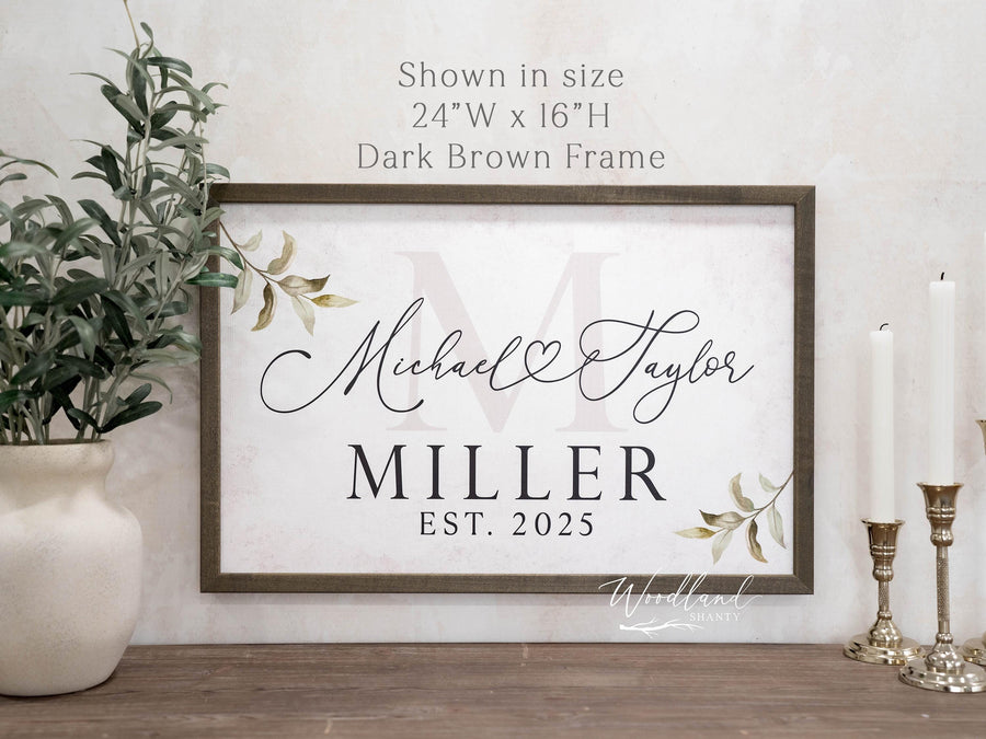 Personalized Sign, Monogram Sign, Wedding Gift, Mother's Day Gift, Custom Wedding Gift, Personalized Wedding Gift, Names Established Sign