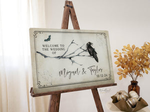 Spooky Welcome Halloween Themed Wedding Sign, Personalized Welcome to our Wedding Sign, Halloween Themed Gothic Spooky Wedding Themed Sign