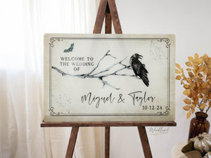 Spooky Welcome Halloween Themed Wedding Sign, Personalized Welcome to our Wedding Sign, Halloween Themed Gothic Spooky Wedding Themed Sign