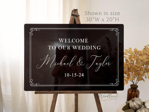 Classic Formal Personalized Welcome to our Wedding Sign, Speakeasy Black Prohibition Wedding Decor, Black and White Wedding Decor Signage