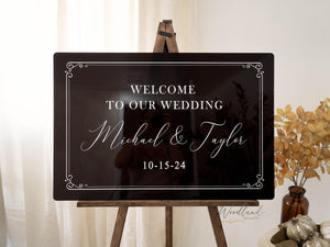 Classic Formal Personalized Welcome to our Wedding Sign, Speakeasy Black Prohibition Wedding Decor, Black and White Wedding Decor Signage