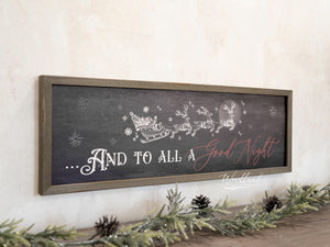 And To All A Good Night Christmas Santa Reindeer Framed Sign, Santa Sleigh Christmas Home Wall Decor, Christmas Holiday Mantle Table Decor