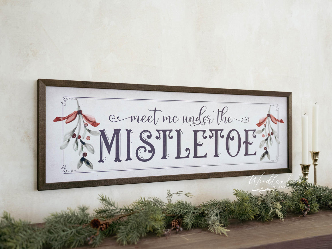 Meet Me Under the Mistletoe Framed Sign, Above Door Christmas Decor, Christmas Gift Idea for Boyfriend Girlfriend Spouse Fun Christmas Decor