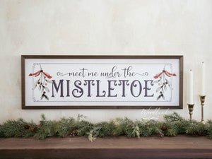 Meet Me Under the Mistletoe Framed Sign, Above Door Christmas Decor, Christmas Gift Idea for Boyfriend Girlfriend Spouse Fun Christmas Decor