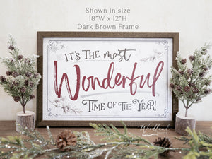 It's the Most Wonderful Time of the Year Christmas Framed Sign, Christmas Decor, Framed Rustic Christmas Wall Art Decoration