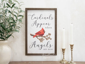 Cardinals Appear When Angels Are Near Framed Sign, Red Cardinal from Heaven Sign, In Memory Gift, Memorial Sign, Sympathy Loss Gift