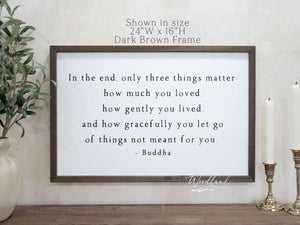 In the End Only Three Things Matter Buddha Quote Sign